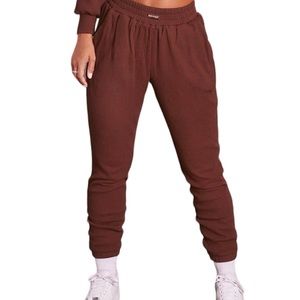 Bo+Tee Brown “Take A Break” Ribbed Heavyweight Joggers Size XS